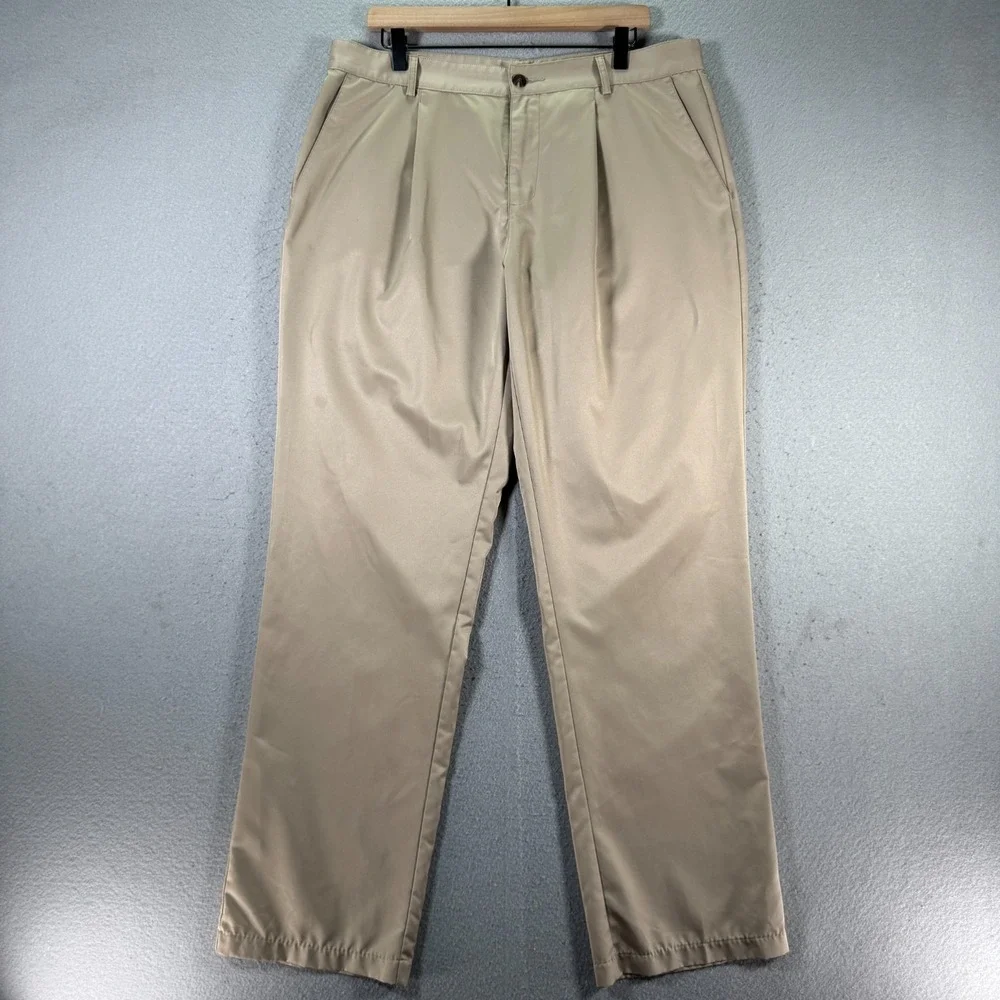 Adidas Climalite‎ Chino Pants Mens 35x34 Brown Straight Leg Golf Active Comfort